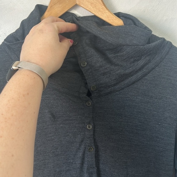 Icebreaker Ariana merino wool dress heather grey S long sleeve collar cowl - Picture 4 of 9